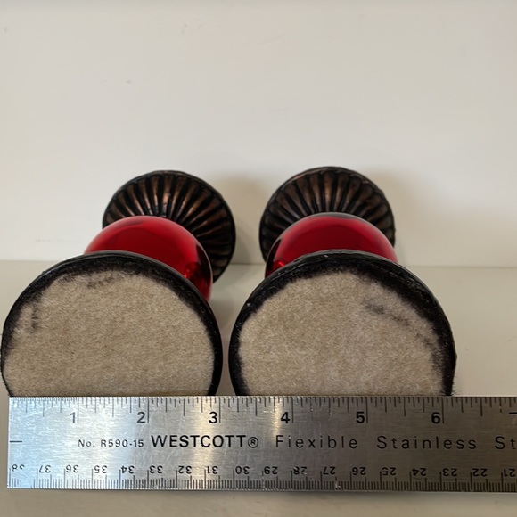 Candle Sticks Rustic with Red Reflective Ball Globe Felt Bottoms - Picture 6 of 6